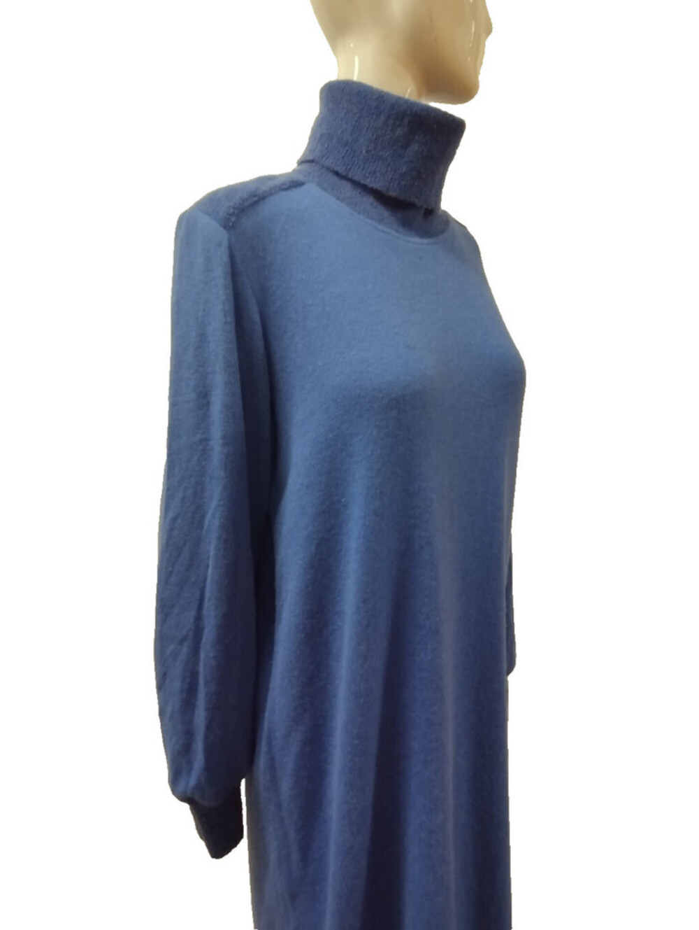 Missoni 1970s Dress Sweater M/L Wide Turtleneck Blue Wool Rabbit I.MAGNIN ITALY